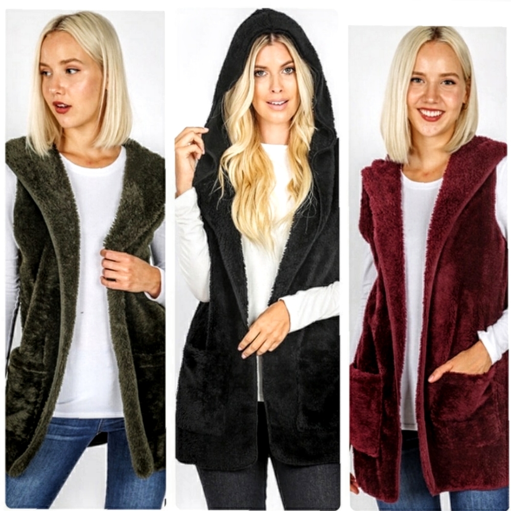 3 pack faux fur hoodie